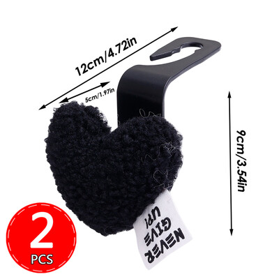 Cârlig pentru spate pentru scaun auto de pluș în formă de inimă Agrafe pentru mașină Suport organizator pentru tetieră pentru scaunul din față Umerașe pentru fixare automată Accesorii pentru mașină