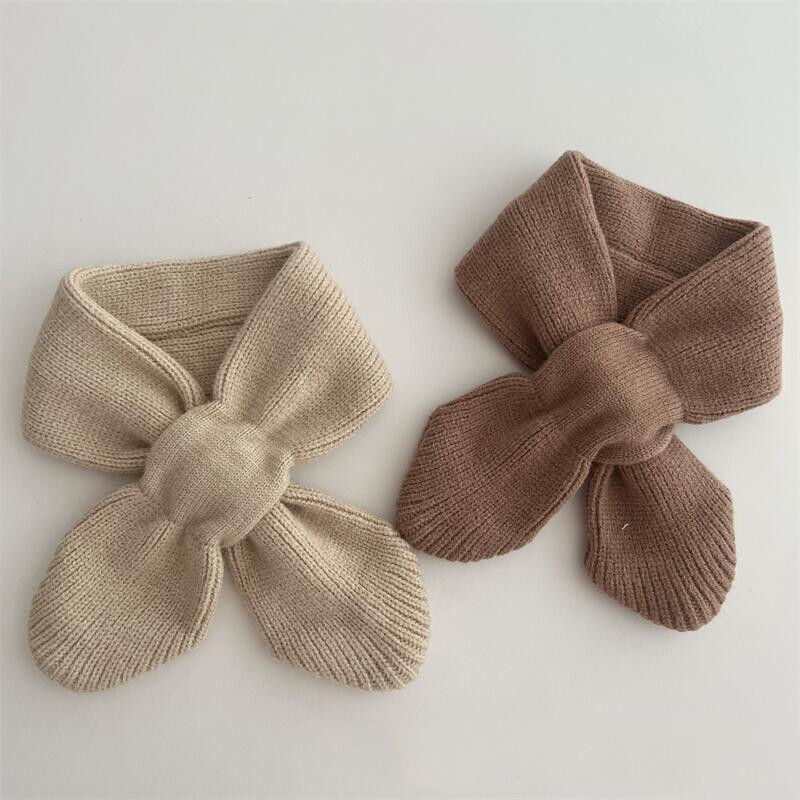 Egyszerű tömör kötött kereszt nyakú gyűrűs hangtompító gyermek sálak őszi téli meleg baba gyereksál 1-6 éves fiúknak