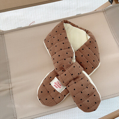 Új koreai pamut baba sál őszi téli pöttyös karton medve fiú lány meleg nyakkendő kültéri szélálló gyerekeknek keresztben a nyakába