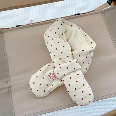 Új koreai pamut baba sál őszi téli pöttyös karton medve fiú lány meleg nyakkendő kültéri szélálló gyerekeknek keresztben a nyakába