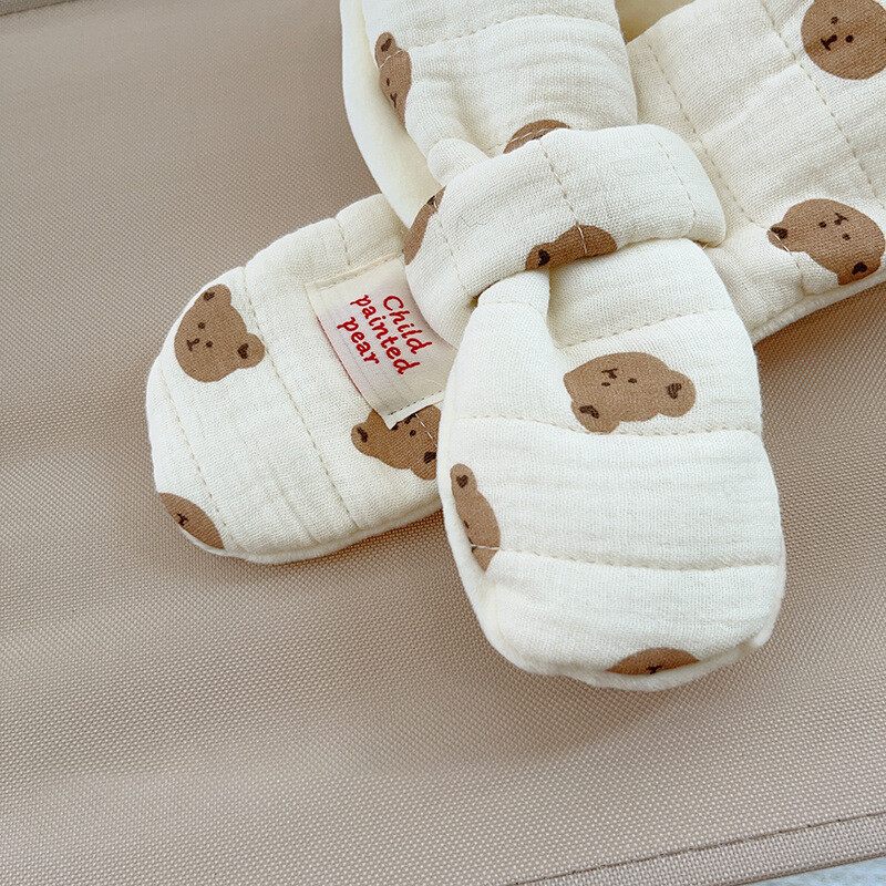 Új koreai pamut baba sál őszi téli pöttyös karton medve fiú lány meleg nyakkendő kültéri szélálló gyerekeknek keresztben a nyakába