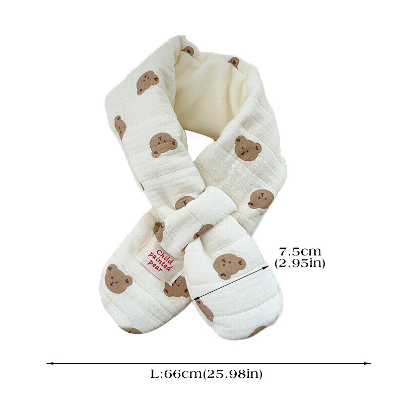 Új koreai pamut baba sál őszi téli pöttyös karton medve fiú lány meleg nyakkendő kültéri szélálló gyerekeknek keresztben a nyakába