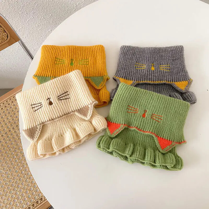 1-10 godina Dječji šal Jesen Zima Dječji šal Turban za dvostruku namjenu Slatki mačići s lažnim ovratnikom Korejski dječji pleteni dodaci za šalove