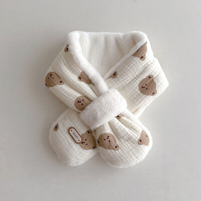 Eșarfă de blană pentru bebeluși pentru copii Esarfe calde Fete Baieți Bavete moale de lână de pluș pentru copii Guler fals de desene animate pentru copii mici Batic de gât din bumbac