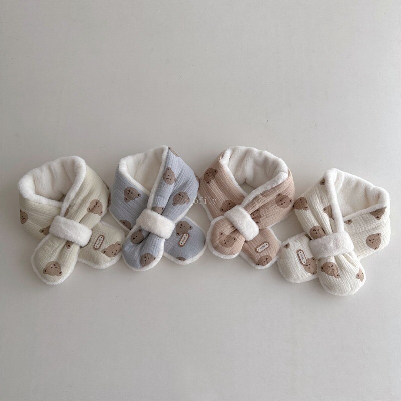 Eșarfă de blană pentru bebeluși pentru copii Esarfe calde Fete Baieți Bavete moale de lână de pluș pentru copii Guler fals de desene animate pentru copii mici Batic de gât din bumbac