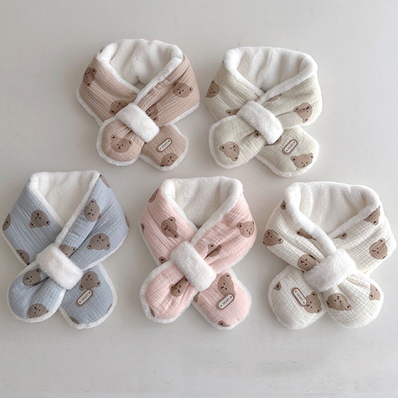 Eșarfă de blană pentru bebeluși pentru copii Esarfe calde Fete Baieți Bavete moale de lână de pluș pentru copii Guler fals de desene animate pentru copii mici Batic de gât din bumbac