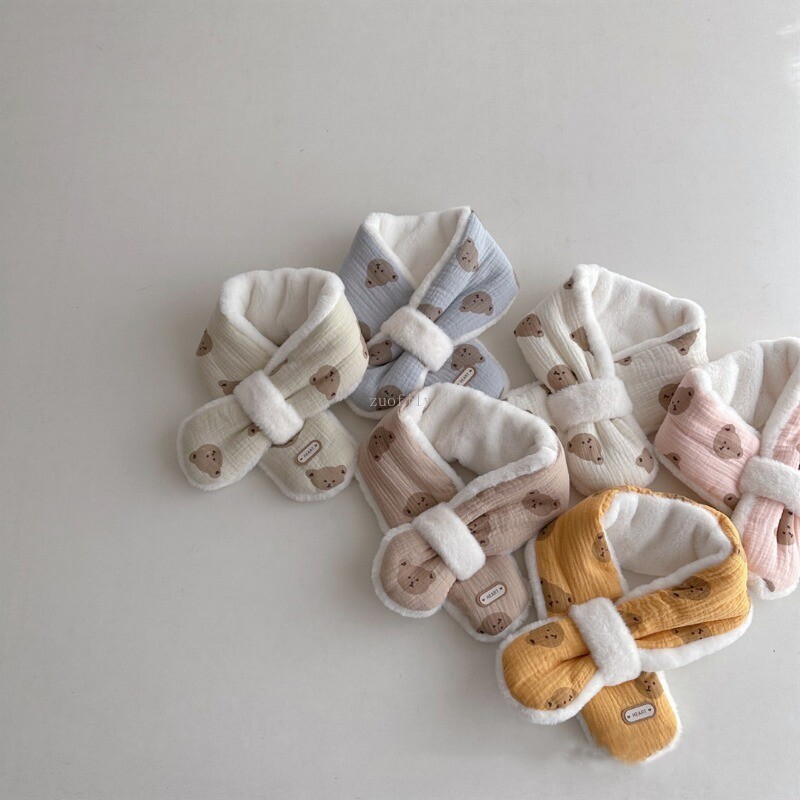 Eșarfă de blană pentru bebeluși pentru copii Esarfe calde Fete Baieți Bavete moale de lână de pluș pentru copii Guler fals de desene animate pentru copii mici Batic de gât din bumbac