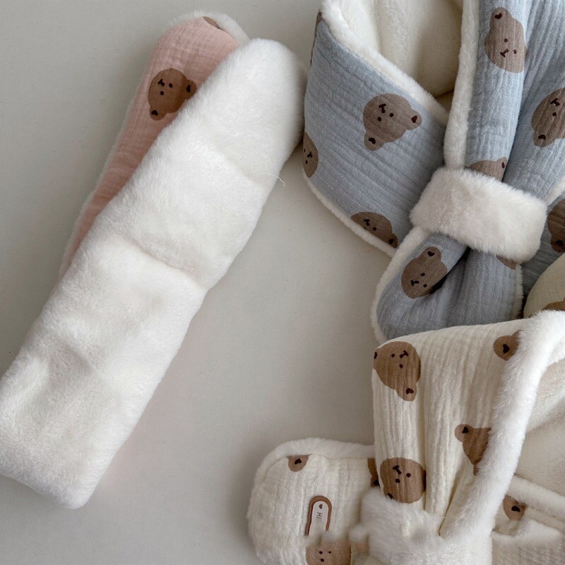 Eșarfă de blană pentru bebeluși pentru copii Esarfe calde Fete Baieți Bavete moale de lână de pluș pentru copii Guler fals de desene animate pentru copii mici Batic de gât din bumbac