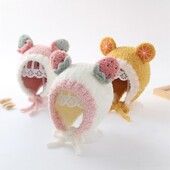 Berniukui Mergaitei Žieminės šiltos ausų apsaugos kepuraitės Kūdikiams Megztos Kepuraitės Kūdikiams Kepuraitės Kūdikiams Pupytė