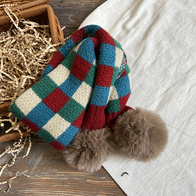 Őszi téli meleg gyereksálak kockás plüss golyók puha kényelmes baba gyerekek nyak gallér gyűrű sál hangtompító fiúknak lányoknak