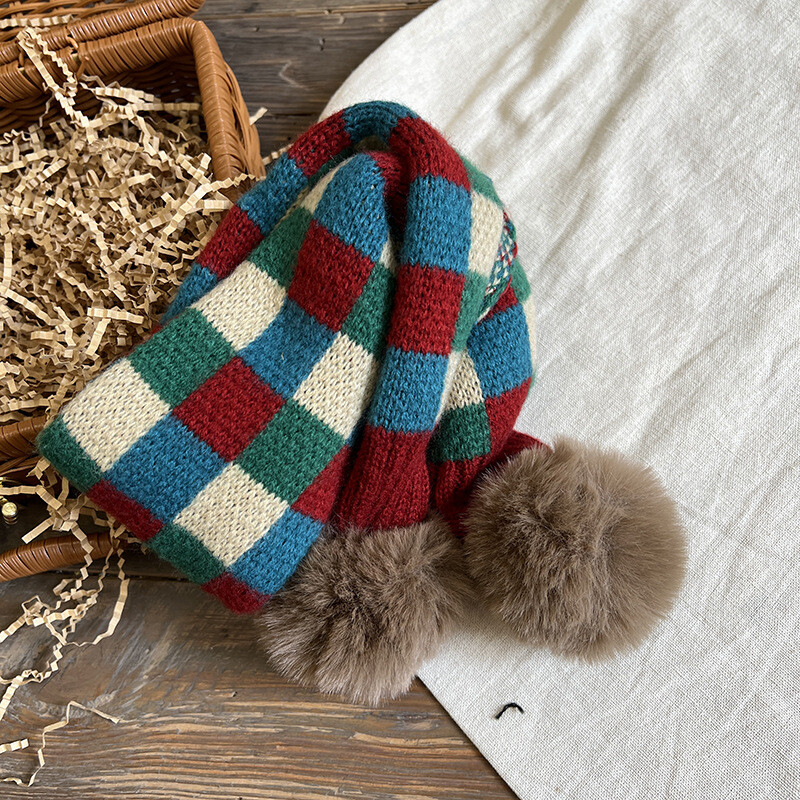 Őszi téli meleg gyereksálak kockás plüss golyók puha kényelmes baba gyerekek nyak gallér gyűrű sál hangtompító fiúknak lányoknak