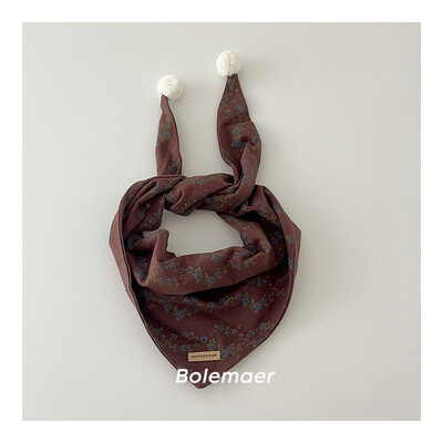 Eșarfă de toamnă retro pentru copii, drăguț cu pompon, eșarfă triunghiulară pentru copii, eșarfă caldă pentru băieți și fete