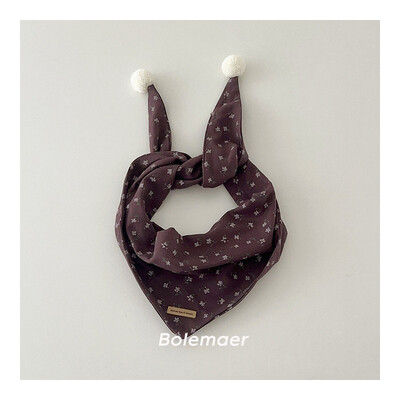 Eșarfă de toamnă retro pentru copii, drăguț cu pompon, eșarfă triunghiulară pentru copii, eșarfă caldă pentru băieți și fete