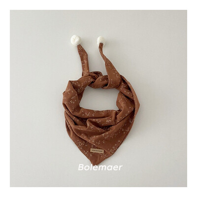 Eșarfă de toamnă retro pentru copii, drăguț cu pompon, eșarfă triunghiulară pentru copii, eșarfă caldă pentru băieți și fete