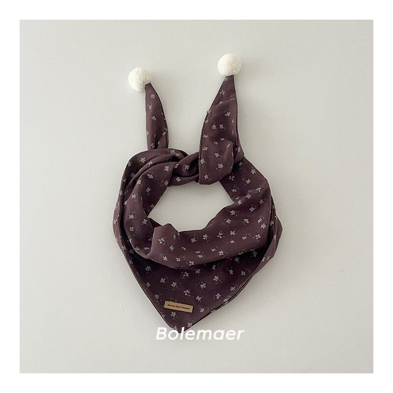 Eșarfă de toamnă retro pentru copii, drăguț cu pompon, eșarfă triunghiulară pentru copii, eșarfă caldă pentru băieți și fete