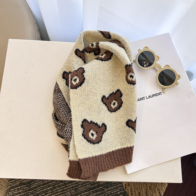Bear Dječji pleteni šalovi Crtani korejski zimski dječji šalovi za djevojčice Dječaci Toplije oko vrata Dodaci za bebe 3-8Y