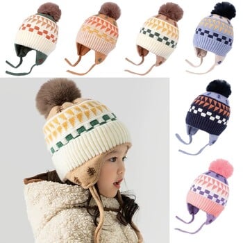 Χειμωνιάτικο ζεστό μαλλί Baby Warm Hat Μαλακές παιδικές ωτοασπίδες Καπάκι μάλλινα πλεκτά καπέλα αγόρι κορίτσι