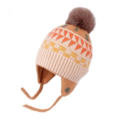 Зимна топла вълнена бебешка топла шапка Мека детска шапка за уши Вълнени плетени шапки Момче Момиче