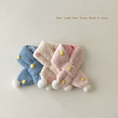 Jesen Zima Topli dječji dječji šal za dječake Djevojčice Slatke zvjezdice Janjeće runo Prsten s križnim vratom Prigušivač Dječji šalovi 2-6 godina