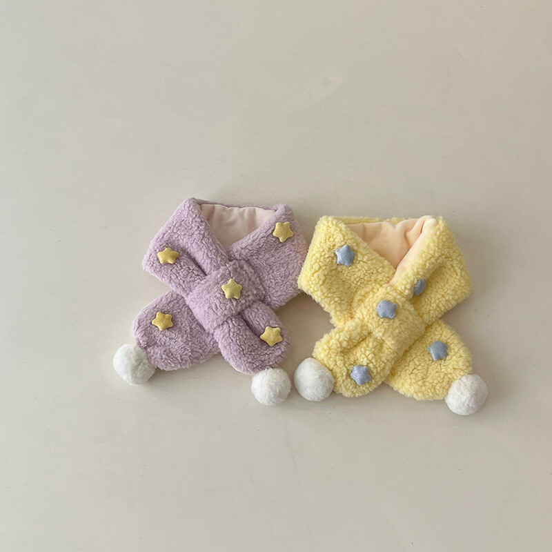 Jesen Zima Topli dječji dječji šal za dječake Djevojčice Slatke zvjezdice Janjeće runo Prsten s križnim vratom Prigušivač Dječji šalovi 2-6 godina