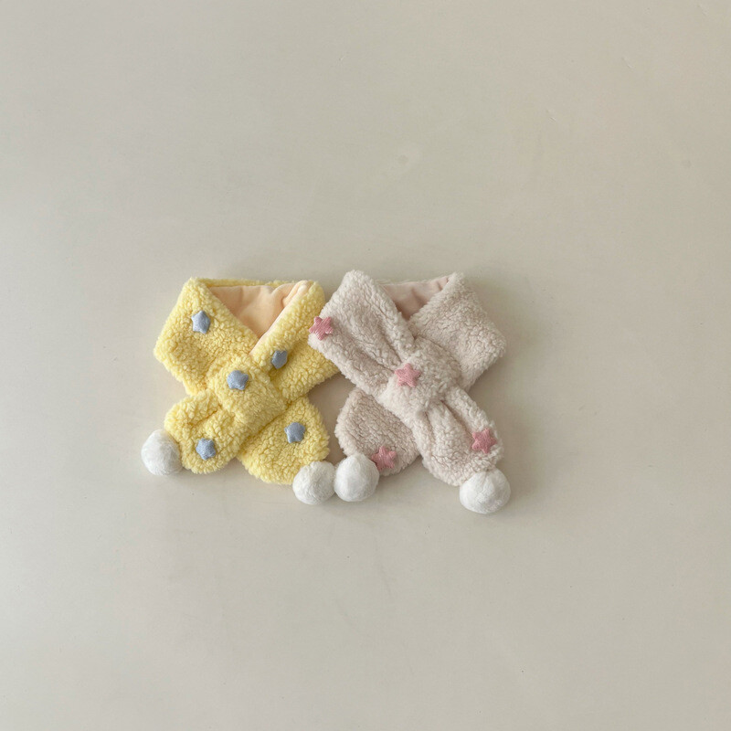 Jesen Zima Topli dječji dječji šal za dječake Djevojčice Slatke zvjezdice Janjeće runo Prsten s križnim vratom Prigušivač Dječji šalovi 2-6 godina