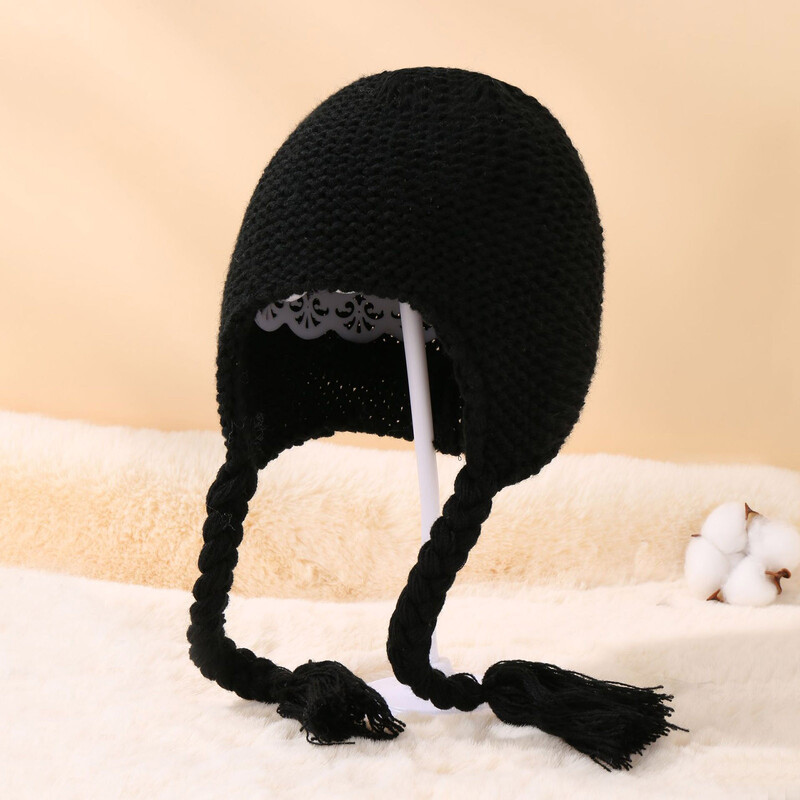 Kūdikių vilnos megztas kepurė Vienspalvis mezgimas Kūdikių vilnos kepurė pynimo ausys plius šilta vaikiška kepurė Baby Boy rudens kepurė 3 1 kepurė kūdikiui