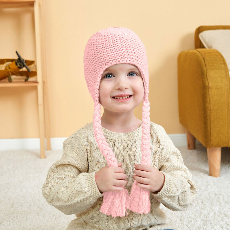 Kūdikių vilnos megztas kepurė Vienspalvis mezgimas Kūdikių vilnos kepurė pynimo ausys plius šilta vaikiška kepurė Baby Boy rudens kepurė 3 1 kepurė kūdikiui