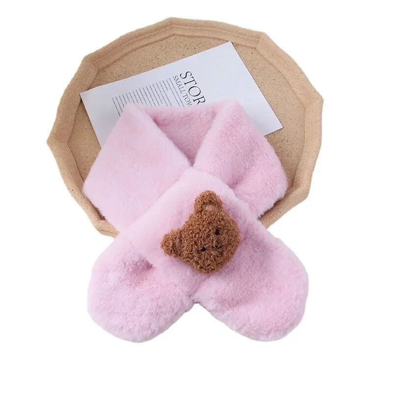 1 bucată eșarfe calde cu blană pentru copil mic, eșarfă stereo 3D cu desene animate dulci pentru copii mici băiat fată Kawaii toamnă iarnă eșarfe de pluș pentru gât