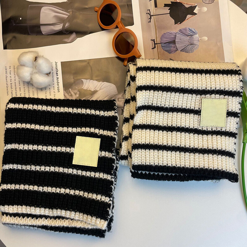 Dječji šal s crno-bijelim prugama Zimski topli dječji pleteni šalovi Korejski dječji rubac Modni dječaci Djevojčice Vuneni ovratnik