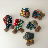 Slatki patchwork točkice Dječji dječaci Djevojčice Prsten šal Zimske tople krznene loptice Pleteni ovratnik Rubni marame Dječji šalovi Prigušivači