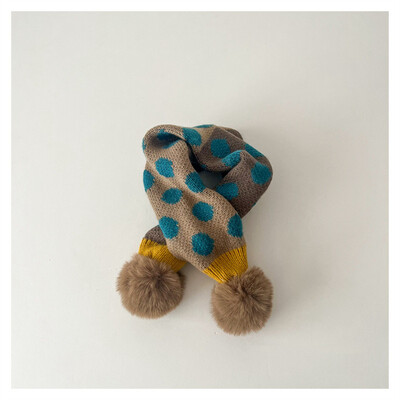 Slatki patchwork točkice Dječji dječaci Djevojčice Prsten šal Zimske tople krznene loptice Pleteni ovratnik Rubni marame Dječji šalovi Prigušivači