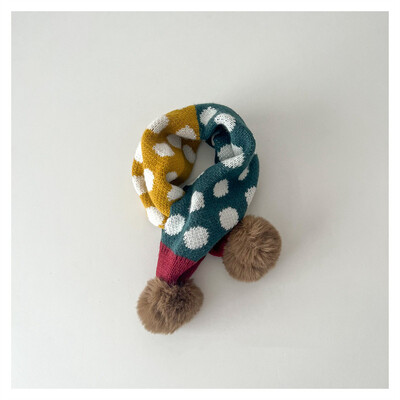 Slatki patchwork točkice Dječji dječaci Djevojčice Prsten šal Zimske tople krznene loptice Pleteni ovratnik Rubni marame Dječji šalovi Prigušivači