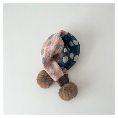 Slatki patchwork točkice Dječji dječaci Djevojčice Prsten šal Zimske tople krznene loptice Pleteni ovratnik Rubni marame Dječji šalovi Prigušivači