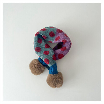 Slatki patchwork točkice Dječji dječaci Djevojčice Prsten šal Zimske tople krznene loptice Pleteni ovratnik Rubni marame Dječji šalovi Prigušivači