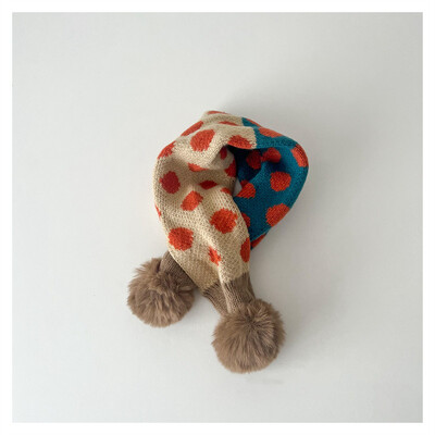 Slatki patchwork točkice Dječji dječaci Djevojčice Prsten šal Zimske tople krznene loptice Pleteni ovratnik Rubni marame Dječji šalovi Prigušivači