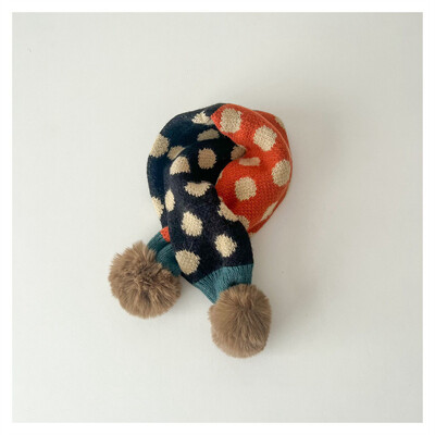 Slatki patchwork točkice Dječji dječaci Djevojčice Prsten šal Zimske tople krznene loptice Pleteni ovratnik Rubni marame Dječji šalovi Prigušivači