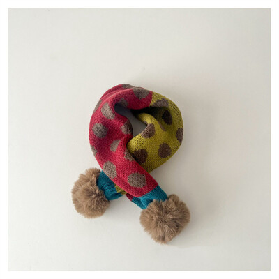 Slatki patchwork točkice Dječji dječaci Djevojčice Prsten šal Zimske tople krznene loptice Pleteni ovratnik Rubni marame Dječji šalovi Prigušivači