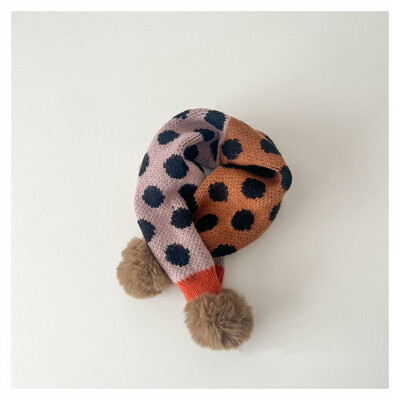 Slatki patchwork točkice Dječji dječaci Djevojčice Prsten šal Zimske tople krznene loptice Pleteni ovratnik Rubni marame Dječji šalovi Prigušivači