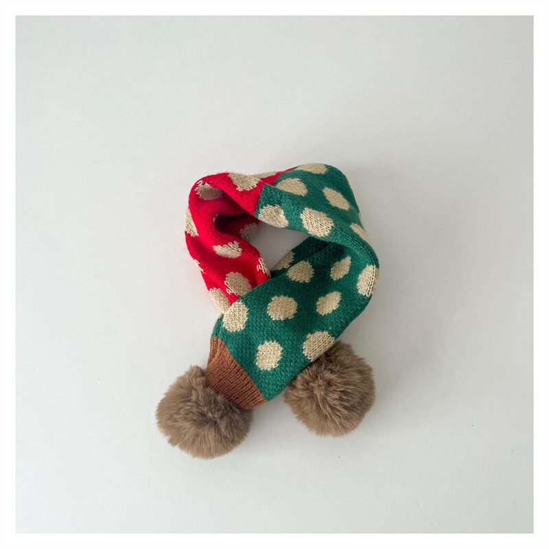 Slatki patchwork točkice Dječji dječaci Djevojčice Prsten šal Zimske tople krznene loptice Pleteni ovratnik Rubni marame Dječji šalovi Prigušivači