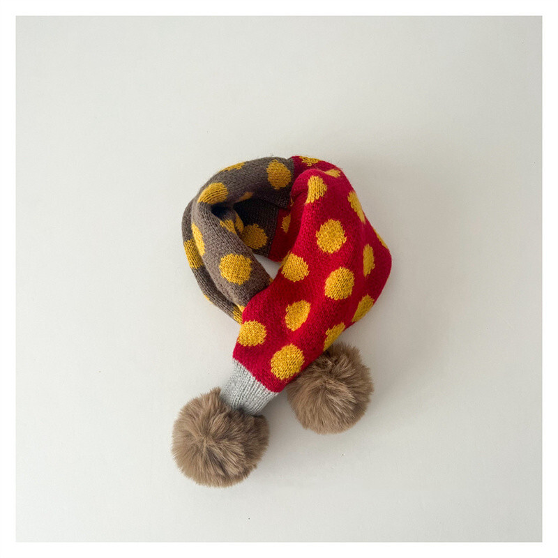 Slatki patchwork točkice Dječji dječaci Djevojčice Prsten šal Zimske tople krznene loptice Pleteni ovratnik Rubni marame Dječji šalovi Prigušivači