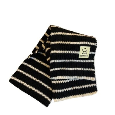 Fiúk Lányok Minimalista Csíkos Baba Sál Nyak Meleg Gallér Nyakvédők Sálak Vastag Meleg Baba Kötött Sálak Ősz Tél