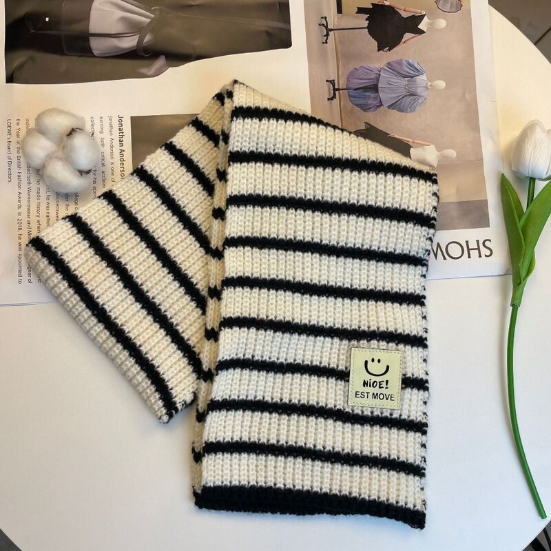 Fiúk Lányok Minimalista Csíkos Baba Sál Nyak Meleg Gallér Nyakvédők Sálak Vastag Meleg Baba Kötött Sálak Ősz Tél