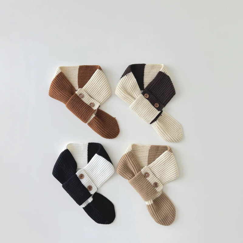 Ins korėjiečių vaikų šalikas berniukams mergaitėms kūdikiams žiemai šiltas šalikas Juostelės megztas skara skara vaikams kaklo apykaklė Laikyti šiltai