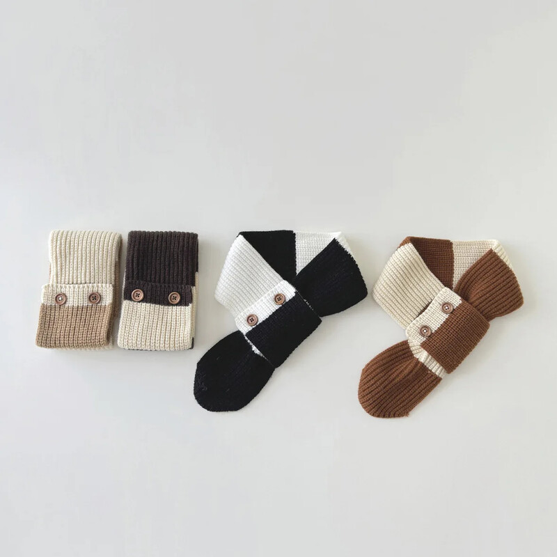 Ins korėjiečių vaikų šalikas berniukams mergaitėms kūdikiams žiemai šiltas šalikas Juostelės megztas skara skara vaikams kaklo apykaklė Laikyti šiltai