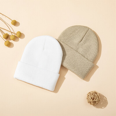 2 vnt. Nauji korėjietiški 0-2 metų vaikams vienspalviai šilti megzti kepuraitės vaikams rudeninės žieminės kepuraitės berniukams mergaitėms bekraštė kepurė Beanie