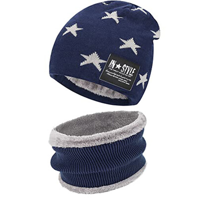 Hot Ale Gyerek téli gyapjú sapkák sál szett baba fiú lányok koreai vastag meleg kötött csillag mintás sapka gyerekeknek