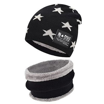 Hot Ale Gyerek téli gyapjú sapkák sál szett baba fiú lányok koreai vastag meleg kötött csillag mintás sapka gyerekeknek
