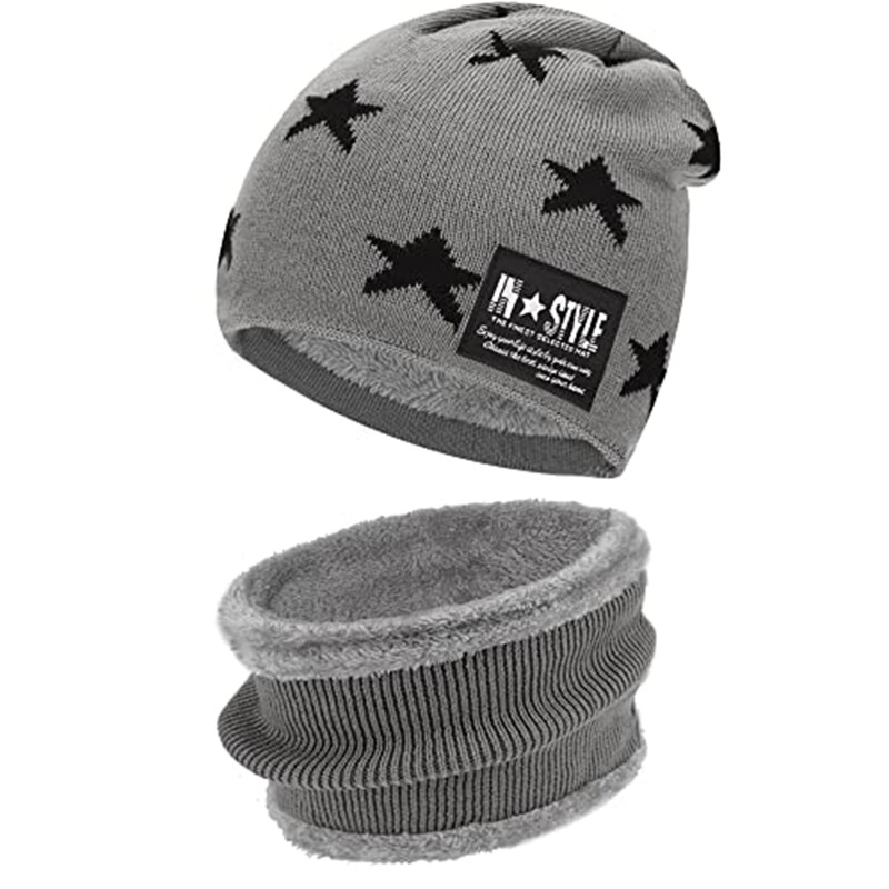 Hot Ale Gyerek téli gyapjú sapkák sál szett baba fiú lányok koreai vastag meleg kötött csillag mintás sapka gyerekeknek