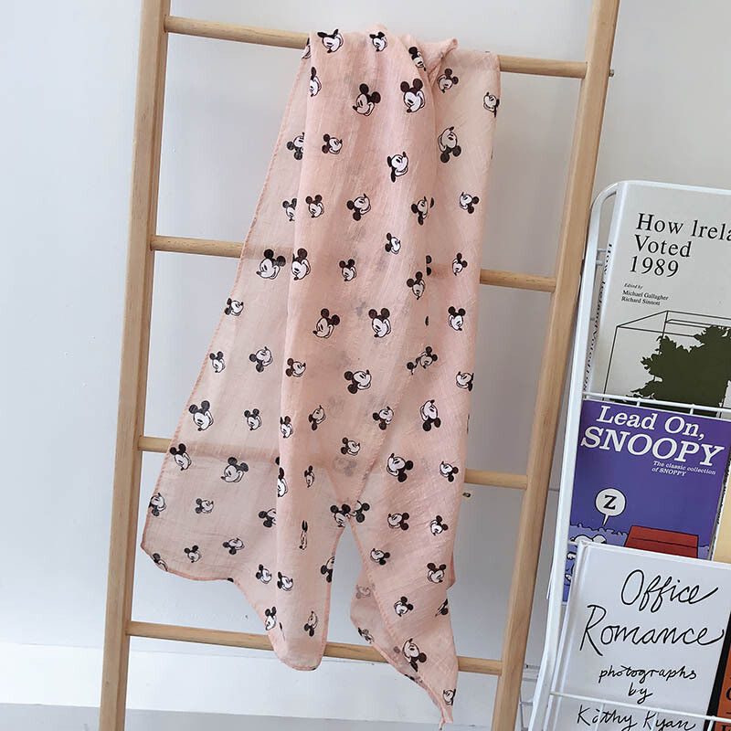 Eșarfă pentru copii model Mickey Bumbac și in Toamnă Iarnă Bebeluș eșarfă caldă Accesorii pentru fete Esarfă de mătase pentru femei