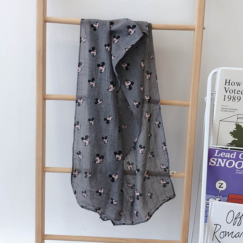 Eșarfă pentru copii model Mickey Bumbac și in Toamnă Iarnă Bebeluș eșarfă caldă Accesorii pentru fete Esarfă de mătase pentru femei